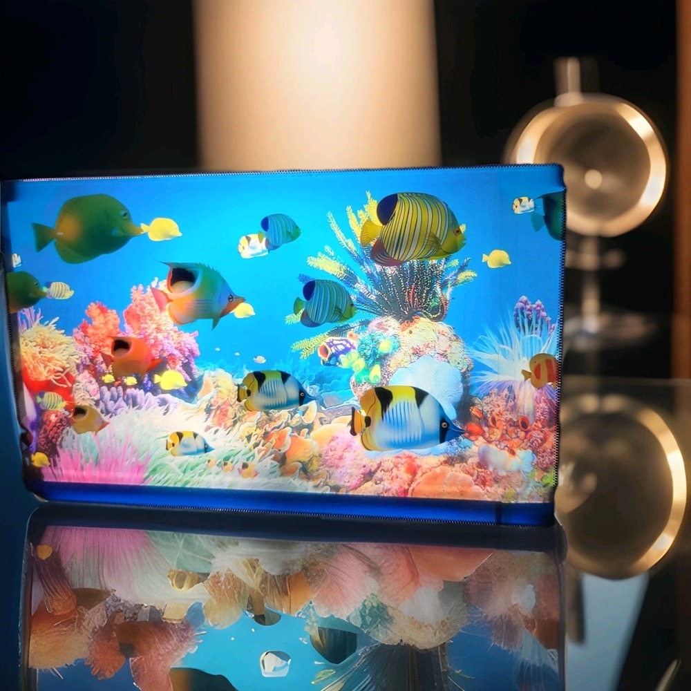 Vintage Aquarium Scrolling Ocean Picture Lamp Tested & Works
